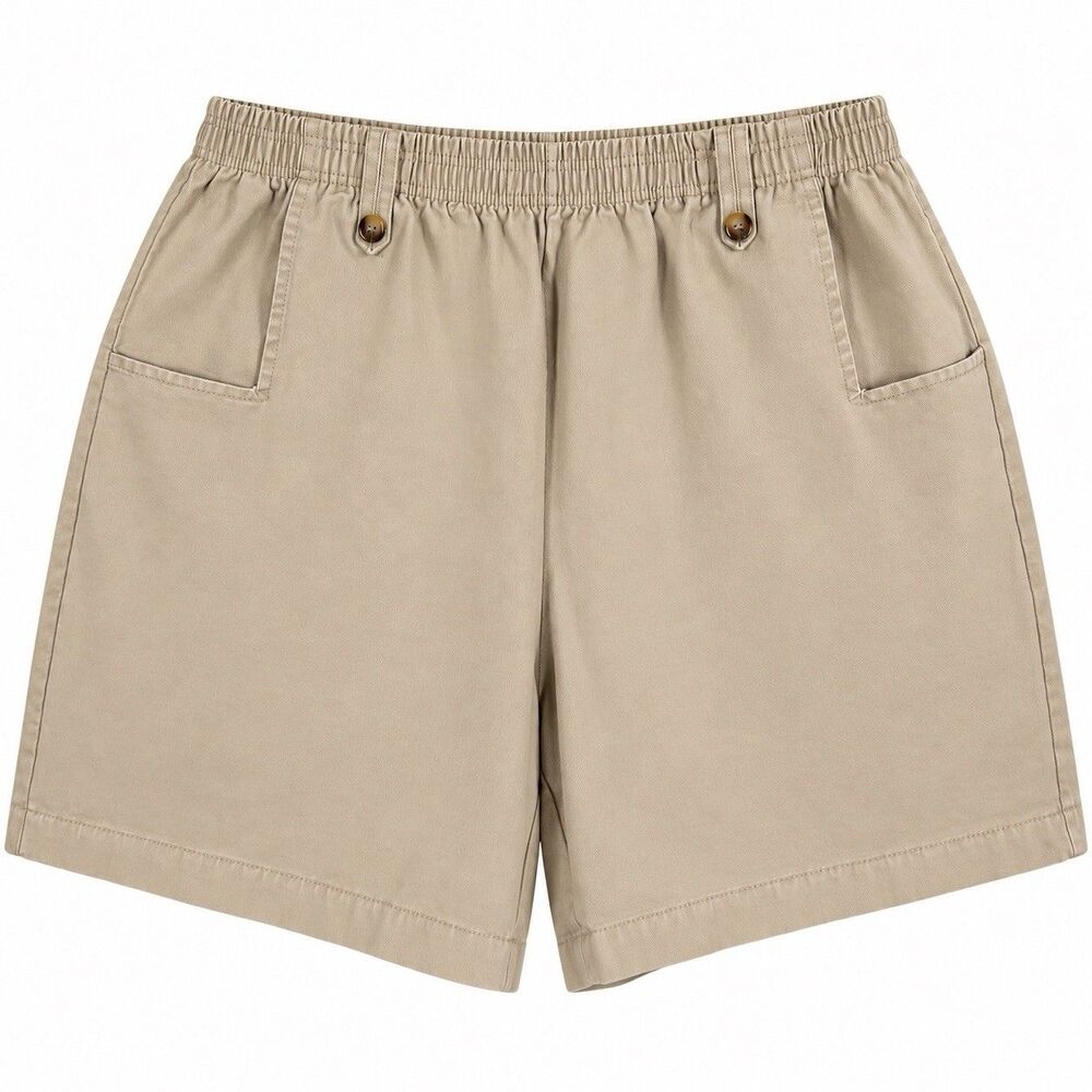 BFA Classics Womens Size 1X Khaki Shorts Elastic Waist High Rise Cotton VTG USA
